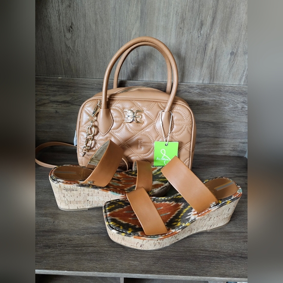 Sam edelman matching bundle nwt quilted crossbody and nwot square toe wedges - Picture 1 of 7